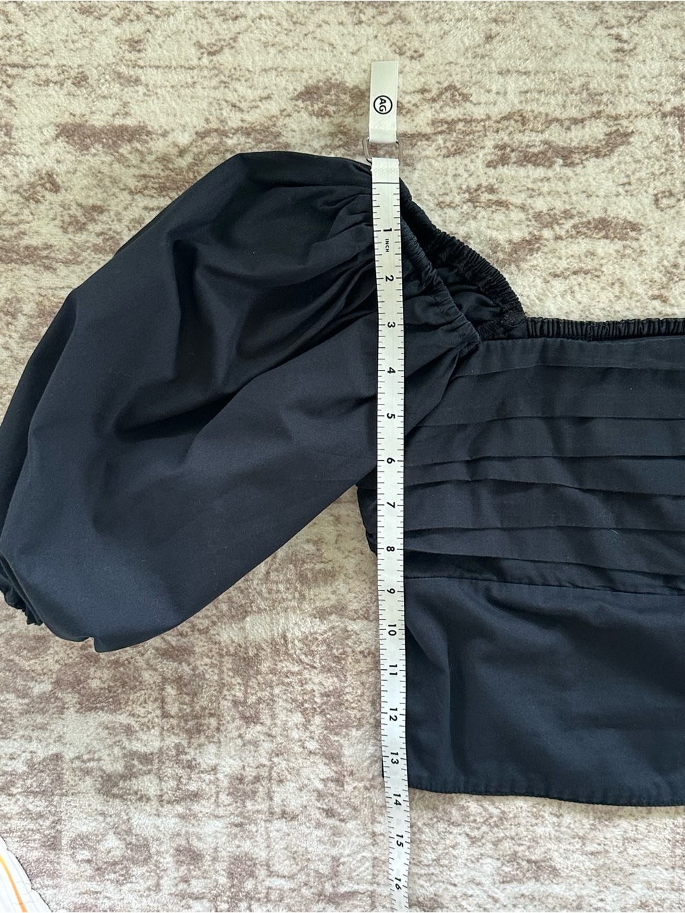 π Abercrombie & Fitch Pleated Puff-Sleeve Poplin Top. Black. Size Small - Picture 8 of 9